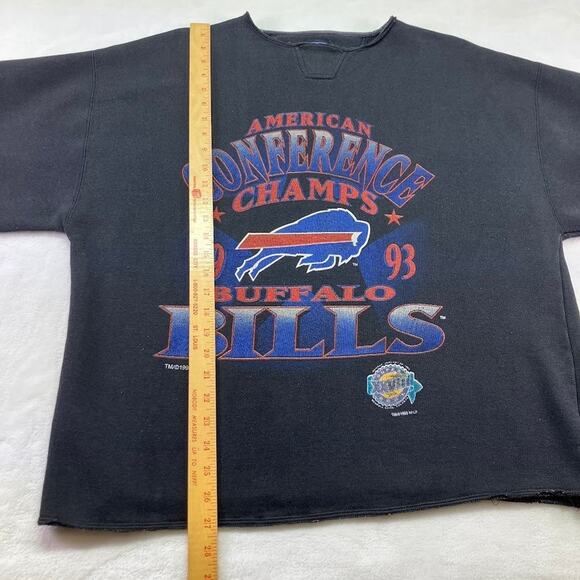 VTG 1993 Starter BUFFALO BILLS AFC Champs Cut Off Sweatshirt XL Bills Mafia - Picture 12 of 14